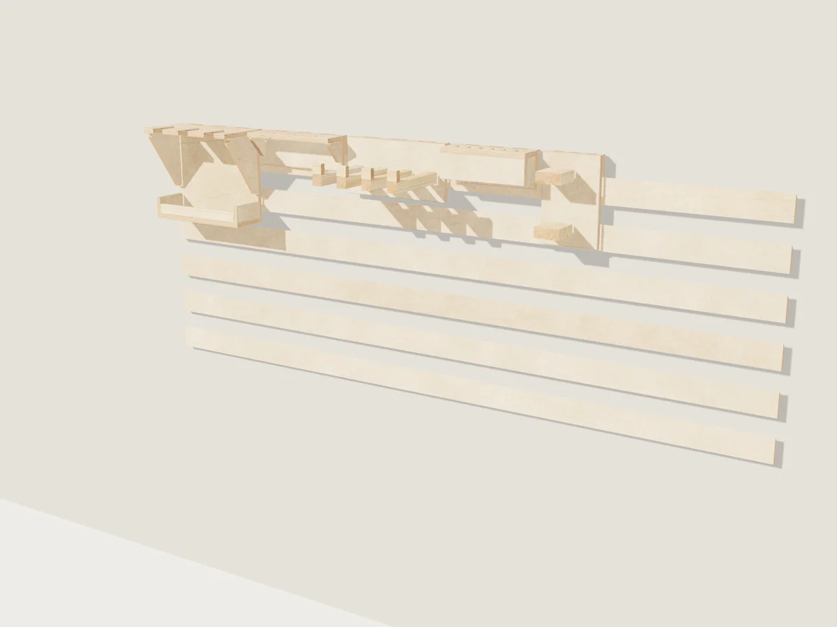 French Cleat Wall, drawn by Benchside at its standard size
